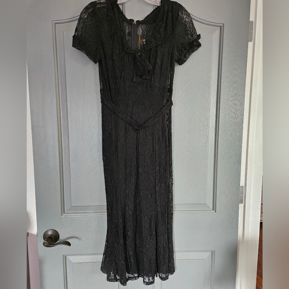 Stop Staring Black Lace Midi Dress